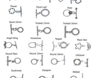 Sterling Silver Toggle Clasp | Necklace or Bracelet Clasps | Choice of Design