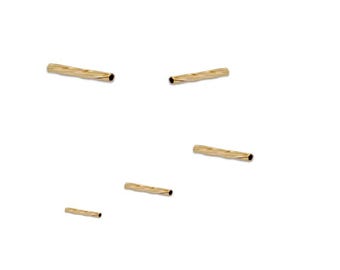 14k Gold Filled Tube Beads, Twist Tube Spacer Beads, 1x6mm 14K Liquid Gold Beads, DIY Craft Supplies