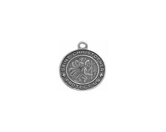St. Christopher Charm Sterling Silver | St Christopher Medal | St Christopher Jewelry