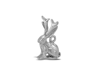 Jackalope Charm Sterling Silver, Jackalope Jewelry, Cryptozoology Jewelry