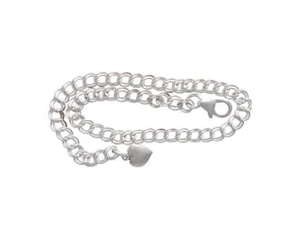 Sterling Silver Charm Bracelet | 5-10 Inch Charm Bracelets | Double Link