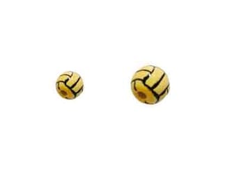 Water Polo Ball Beads - Hand Painted Ceramic Sports Beads from Peru