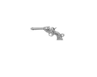 Six-Shooter Swagger: Sterling Silver Spinning Revolver Charm! Cowboy Jewelry | Made in USA