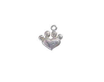 Charm de corazón con huella de pata, duradero y elegante - Suministros de joyería de plata esterlina