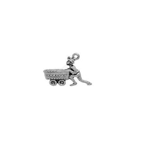 Miner Cart Charm, Sterling Silver, Coal Miner Charm, Miner Jewelry