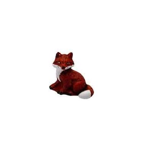 May include: A small, decorative fox figurine in a seated position. The fox is primarily a deep reddish-brown color with a white chest and tail tip. The figurine has detailed features and a glossy finish, perfect for home decor.