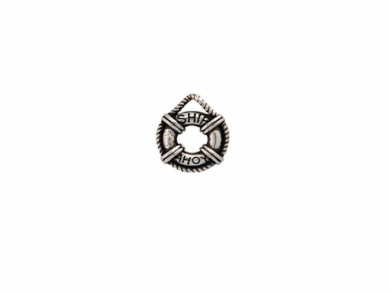 Sterling Silver Life Preserver Charm - Lifeguard Ring Pendant For Jewelry Making