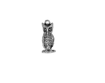 Sterling Silver Owl Charm | Wise Hoot Bird | Nature Lover Jewelry
