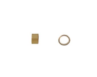 May include: Two gold-colored metal jump rings. One jump ring is round and the other is a cylinder.
