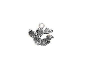 Bulk Silver Prickly Pear Cactus Western Charms – 4, 20, Or 50 Pcs – AS530 – US Seller