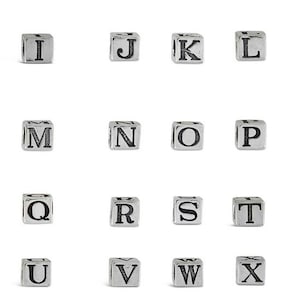 Buchstabenperlen, Sterling Silber Alphabet Buchstabe Perle
