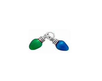 thumbnail image 2 of 925 Sterling Silver Christmas Bulb Charm – Green Christmas Light Charm, Made In USA 2 of 6