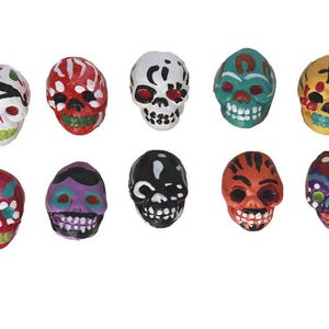 Hand-Crafted Day of the Dead Sugar Skull Ceramic Beads - Vibrant Calavera Bead Supplies for DIY Jewelry Making