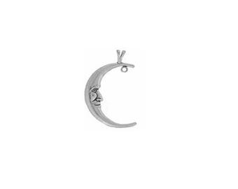 Colgante con cara de luna de plata de ley / Joyería celestial / Hecho en EE. UU.