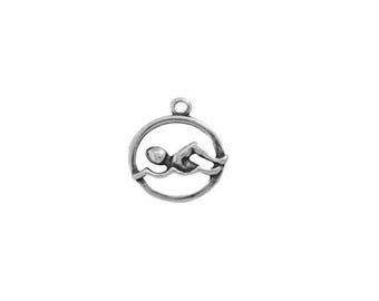 Swimmer Charm Sterling Silver | Swimming Jewelry | Made in USA