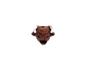 Buffalo Head Beads Hand Painted | Wild Life Jewelry | Bison Beads