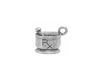 Pharmacy Charms Sterling Silver | Mortar and Pestle Charm | RX Charms