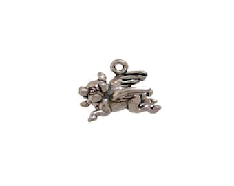 Flying Pig Charm Sterling Silver Flying Pig Charm Silver Pig Bracelet Flying Pig Jewelry
