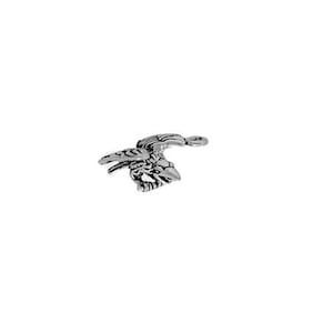 Raven Charm Sterling Silver, Flying Crow Charm, Raven Jewelry