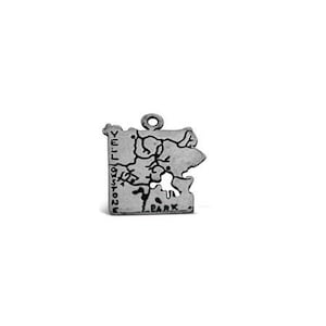 Yellowstone Charme, Sterling Silber Yellowstone Nationalpark Charme, Yellowstone Park Karte Schmuck