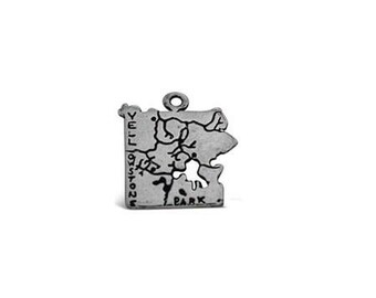 Yellowstone Charm | Sterling Silver Yellowstone National Park Charm | Yellowstone Park Map Jewelry