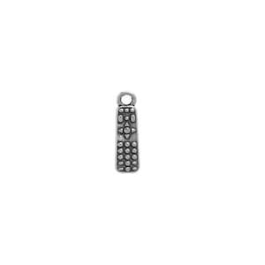 May include: A silver charm in the shape of a TV remote control. The charm is detailed with a textured surface and a button layout.