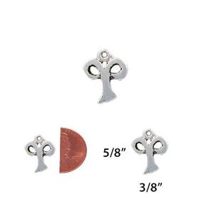 May include: Silver charm in the shape of a tree with a 5/8 inch height and 3/8 inch width.