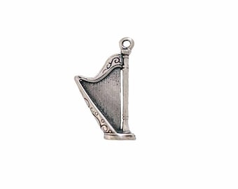 Harp Charm Sterling Silver | Music Jewelry | Harp Jewelry | Jewelry Supply