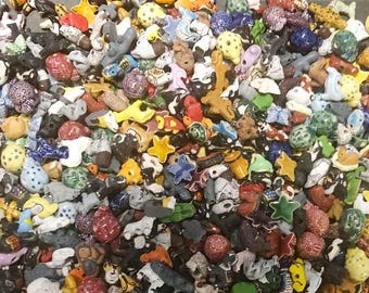 Closeout Lot of Mixed Peruvian Hand painted Animal Beads, Fish, Whales, Llama and more!!