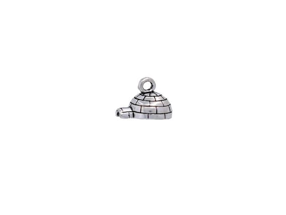 Ice Igloo Charm Sterling Silver Antiqued Finish Ice Igloo Charm Sterling Silver Antiqued Finish