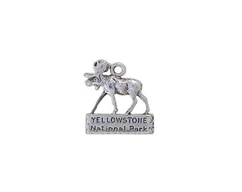 Yellowstone Park Moose Charm Sterling Silver | National Wildlife | Souvenir Jewelry