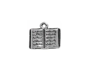 Öppen bok-berlock i sterlingsilver | Läsning av litteratur | Smycken för älskare