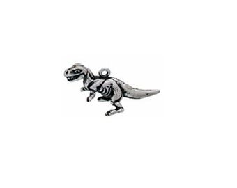 May include: Silver charm in the shape of a Tyrannosaurus Rex dinosaur.