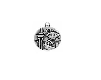 Charm de Las Vegas de plata de ley / Hecho en EE. UU.