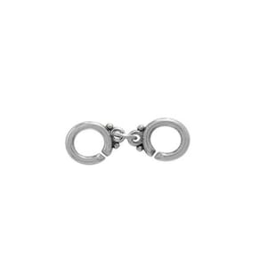 May include: Silver-toned metal clasp with two circular loops connected by a small chain. The loops have a textured design.