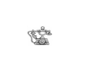 Telephone Charm Sterling Silver | Old Fashioned Phone Charm | Made in USA