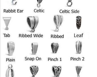 Sterling Silver Necklace & Charm Bails, Celtic Knot, Snap On, Filigree and Many More