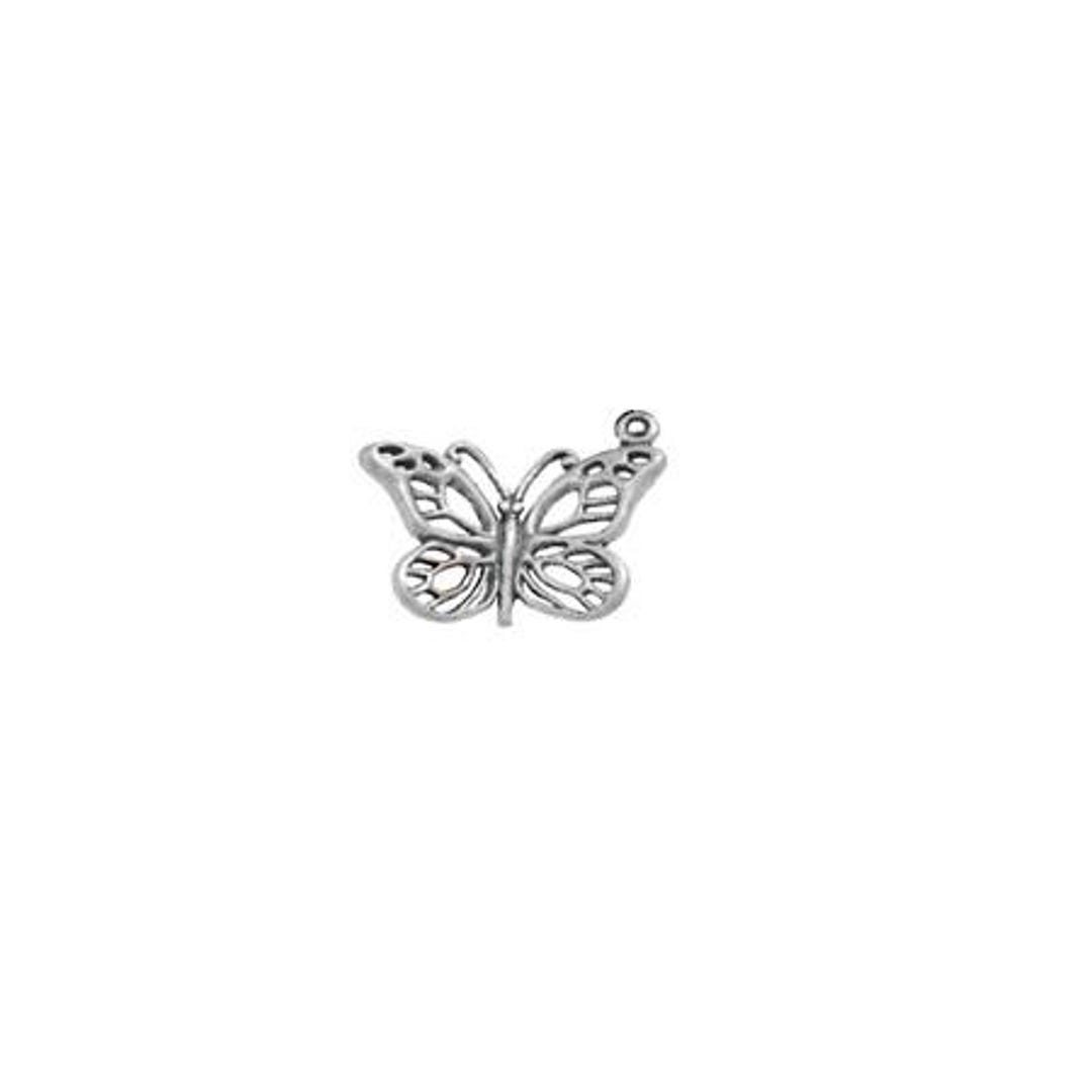 Butterfly Heart Charm - Sterling Silver Enamel With Cubic Zirconia, Dangle Pendant For Bracelets & Necklaces
