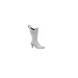 May include: Silver charm in the shape of a tall, pointed-toe boot with a heel.
