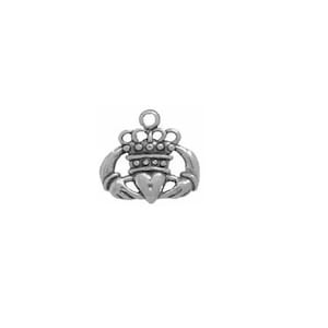 May include: Silver charm featuring a Celtic knot design with a heart in the center and a crown on top.