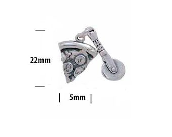 Pizza with Cutter Charm Sterling Silver | Italian Food Lover | Made in USA