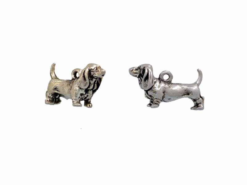 Pendentif Chien Basset Teckel En Argent Sterling - Vintage - 25 Mm - Occasion