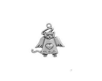 Cat Heavenly Charm Sterling Silver | Pet Loss Jewelry | Angel Jewelry