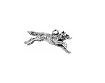 Wolf Charm Sterling Silver | Running Spirit Animal | Made in USA