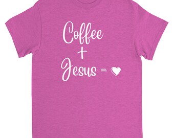 Magliette Coffee Plus Jesus Equals Heart