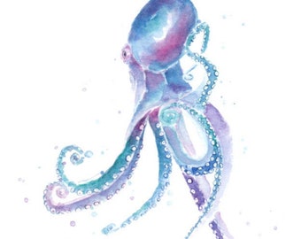 Octopus Watercolor Painting Print from Original Watercolor Painting, Watercolor Octopus, Octopus Art Print, Sea Life Art Print, Kids Room