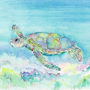 Sea Turtle Watercolor Painting Print from Original Watercolor Painting, Watercolor Sea Turtle, Sea turtle Art Print, Colorful Sea Turtle Art