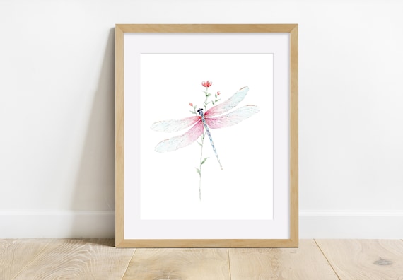 ARTZGX Stampa Su Tela Libellula - Quadro Acquerello 30x45 Cm, Decorazione Parete Per Bagno, Soggiorno O Camera Da Letto, Pronto Da Appendere, Regalo Di Compleanno