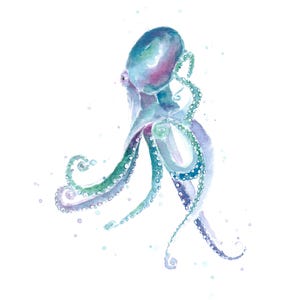 Octopus Watercolor Painting Print from Original Watercolor Painting, Watercolor Octopus, Octopus Art Print, Sea Life Art Print, Kids Room