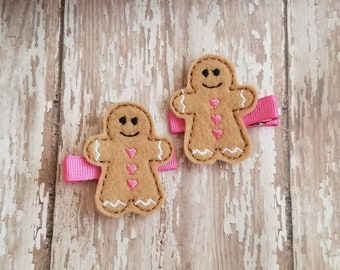 Gingerbread Hair Clip, Gingerbread Hair Bow,  Felt Hair Clips, Winter Hair Clip, Christmas Hair Clip, Hair Bows, Barrettes, Todder Gift